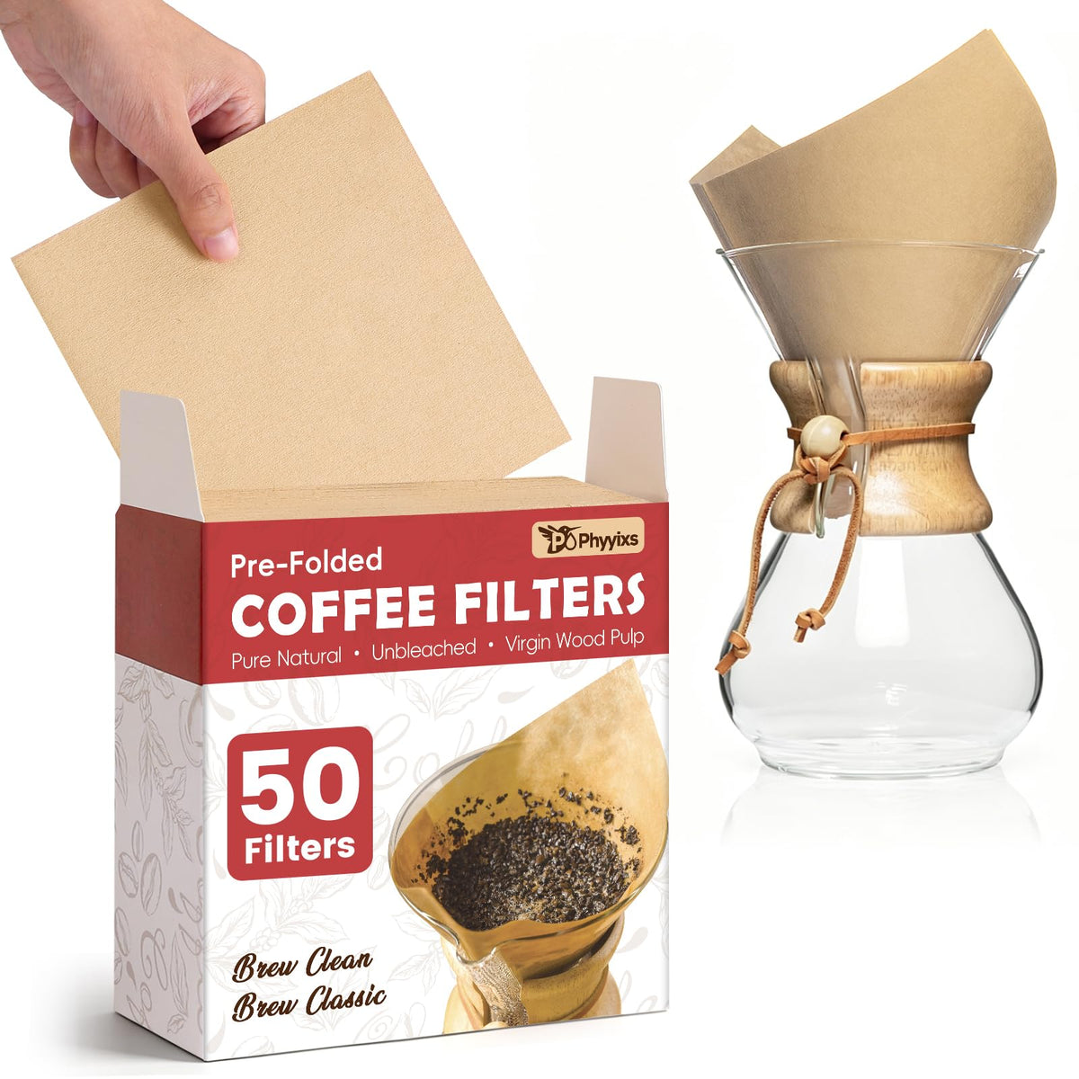 Pre-Folded Unbleached Cone Coffee Filters – Premium Thick Paper, Compatible with Pour-Over Coffee Makers (240 Filters)