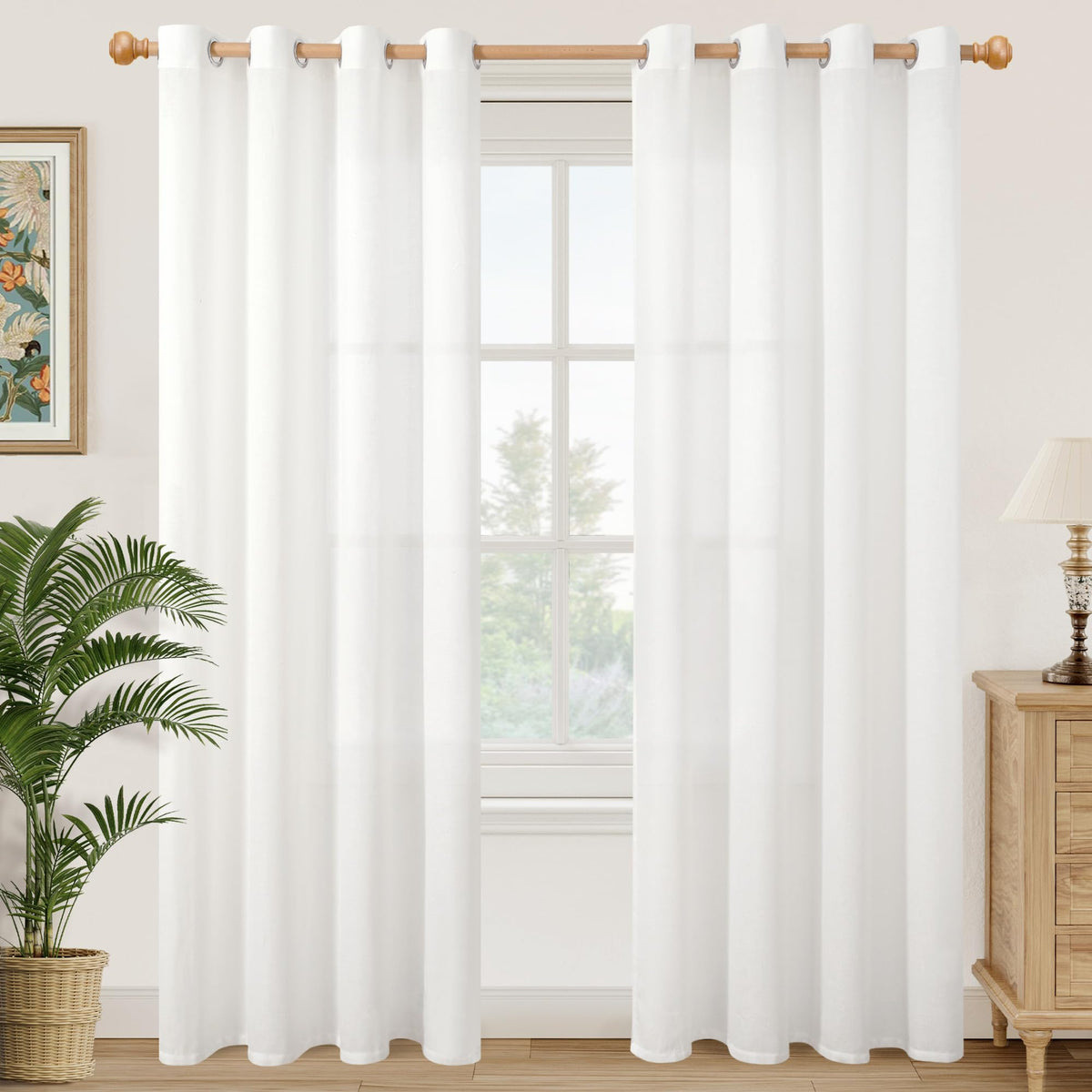 YoungsTex Linen Kitchen Window Curtains 40 Inch Length 2 Panels