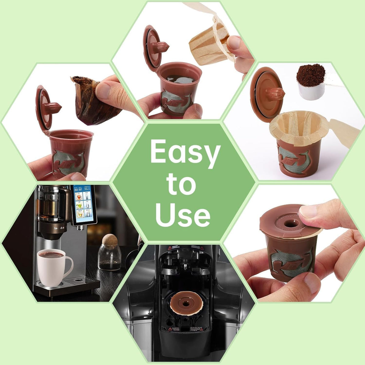 Aussen Disposable Coffee Paper Filters, Fits All Reusable K-Cup Coffee Pods