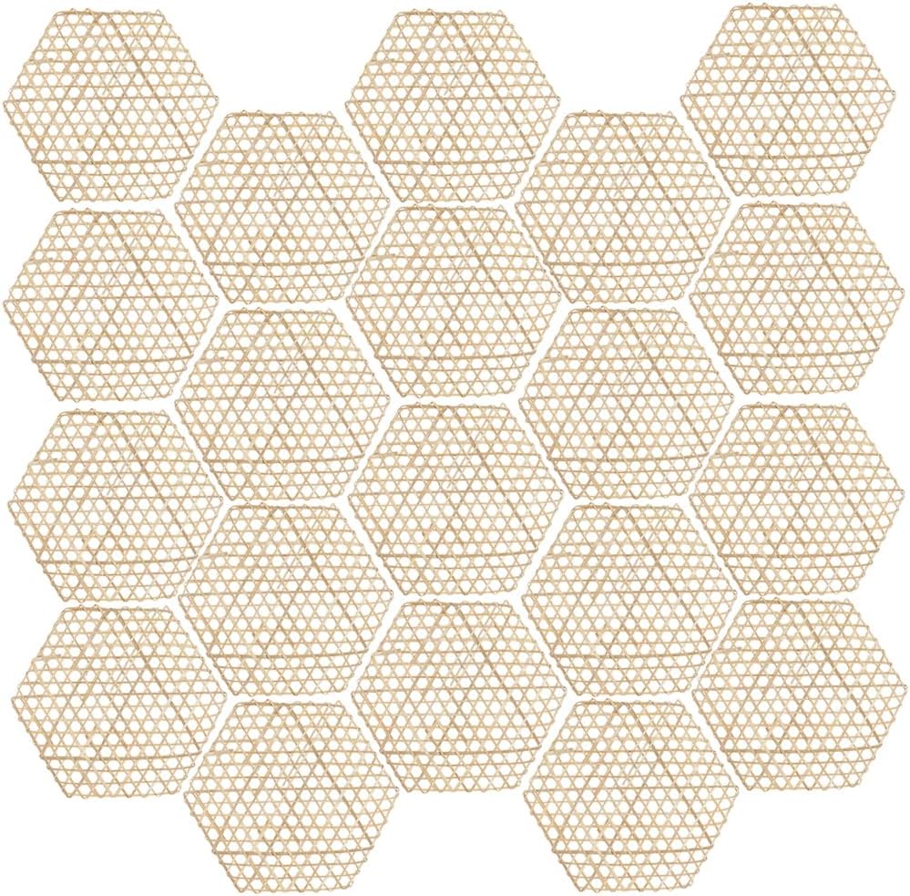 CRASPIRE 20Pcs Bamboo Trivet Mat Hot Plate Pad Food Steamer Liner Weaving Net Hexagon Placemat Heat Resistant Table Counter Protector Reusable for Steaming Dumplings Fish Dish Hot Tea Coffee Pot Pans