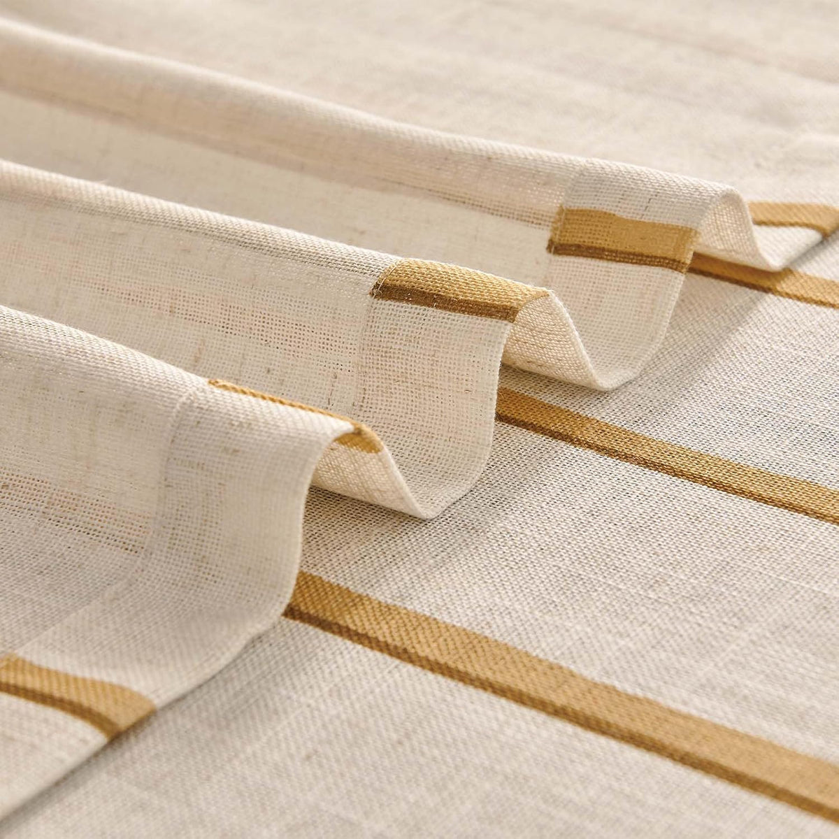 jinchan Linen Striped Tier Curtains for Kitchen Windows Farmhouse