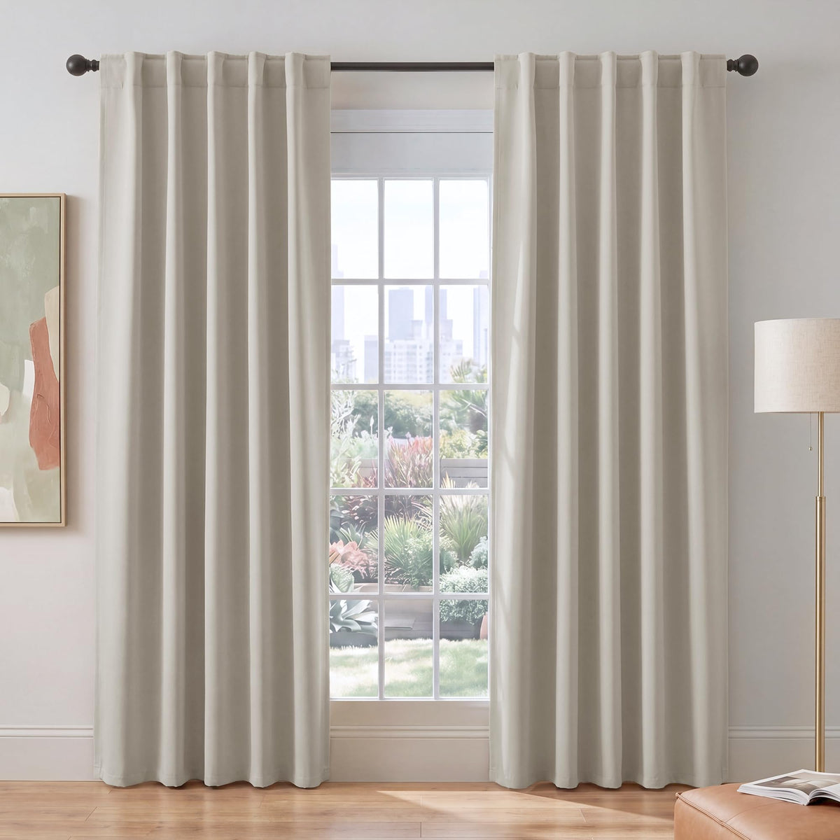 PONY DANCE Black Kitchen Blackout Curtains Over Sink, W 42 x L 45 inches