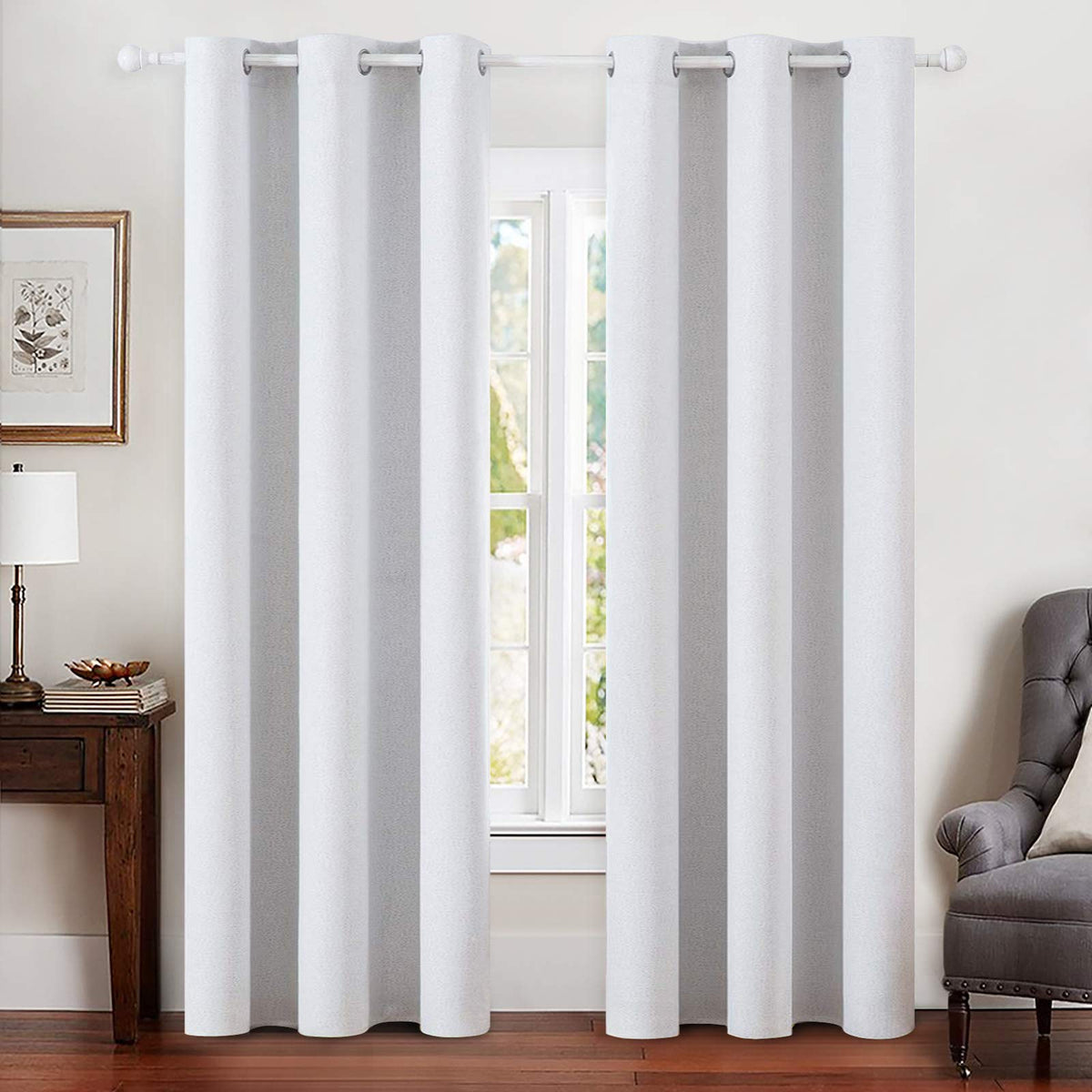 MIULEE 100% Blackout Linen Curtains for Bedroom 52x54 Inches Natural Beige