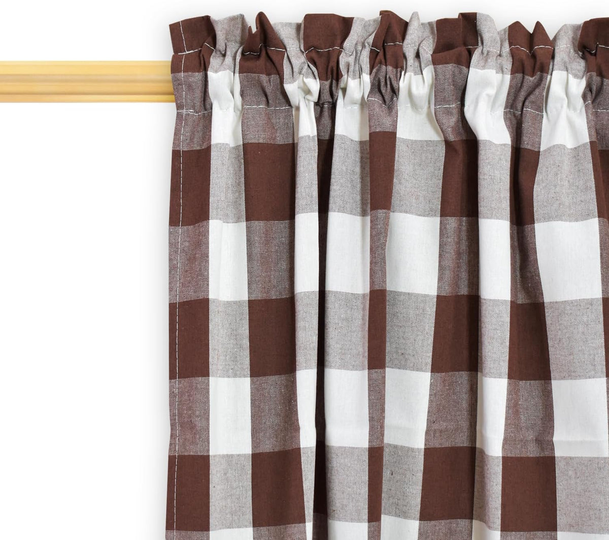 3 Pieces Tier Curtains and Valance Set Buffalo Check Kitchen Tiers Plaid Gingham Rod Pocket Classic Short Small Cafe Curtains Country Farmhouse Cafe Bathroom 54"x18"/27"x24" Brown & White