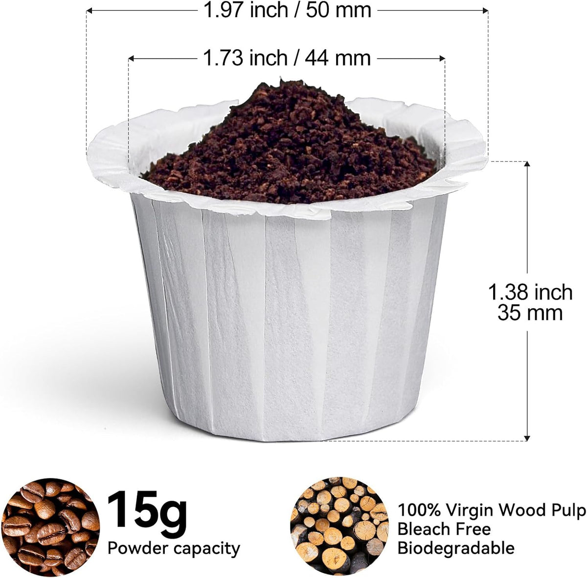 Fanativita 200ct Disposable Coffee Filters for Reusable K Cups, White