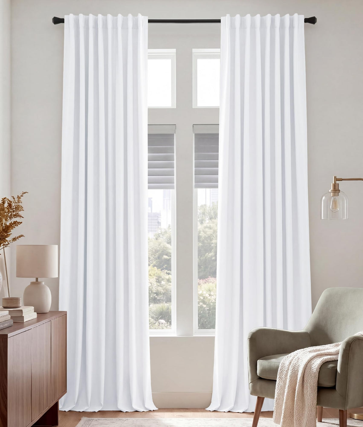 PONY DANCE Black Kitchen Blackout Curtains Over Sink, W 42 x L 45 inches