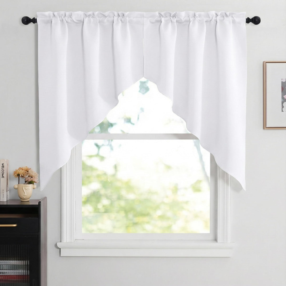 NICETOWN Burgundy Swag Curtains for Kitchen Over Sink 36 x 63 inches Long