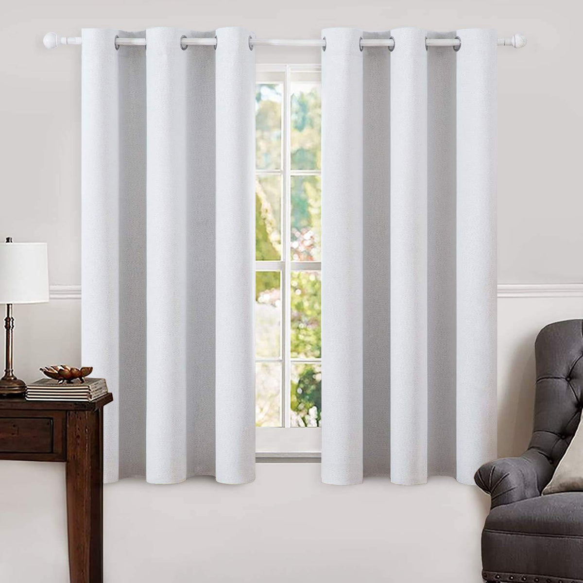 MIULEE 100% Blackout Linen Curtains for Bedroom 52x54 Inches Natural Beige