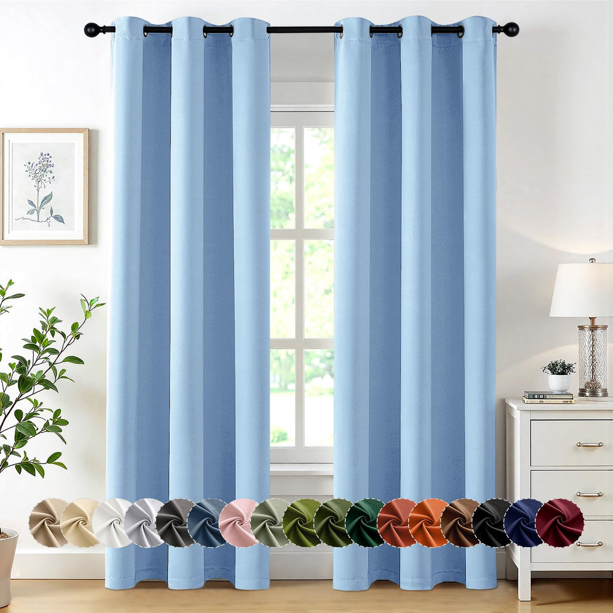 MIULEE Blackout Curtains for Bedroom 2 Panels 40 x 63 Inch Long Black