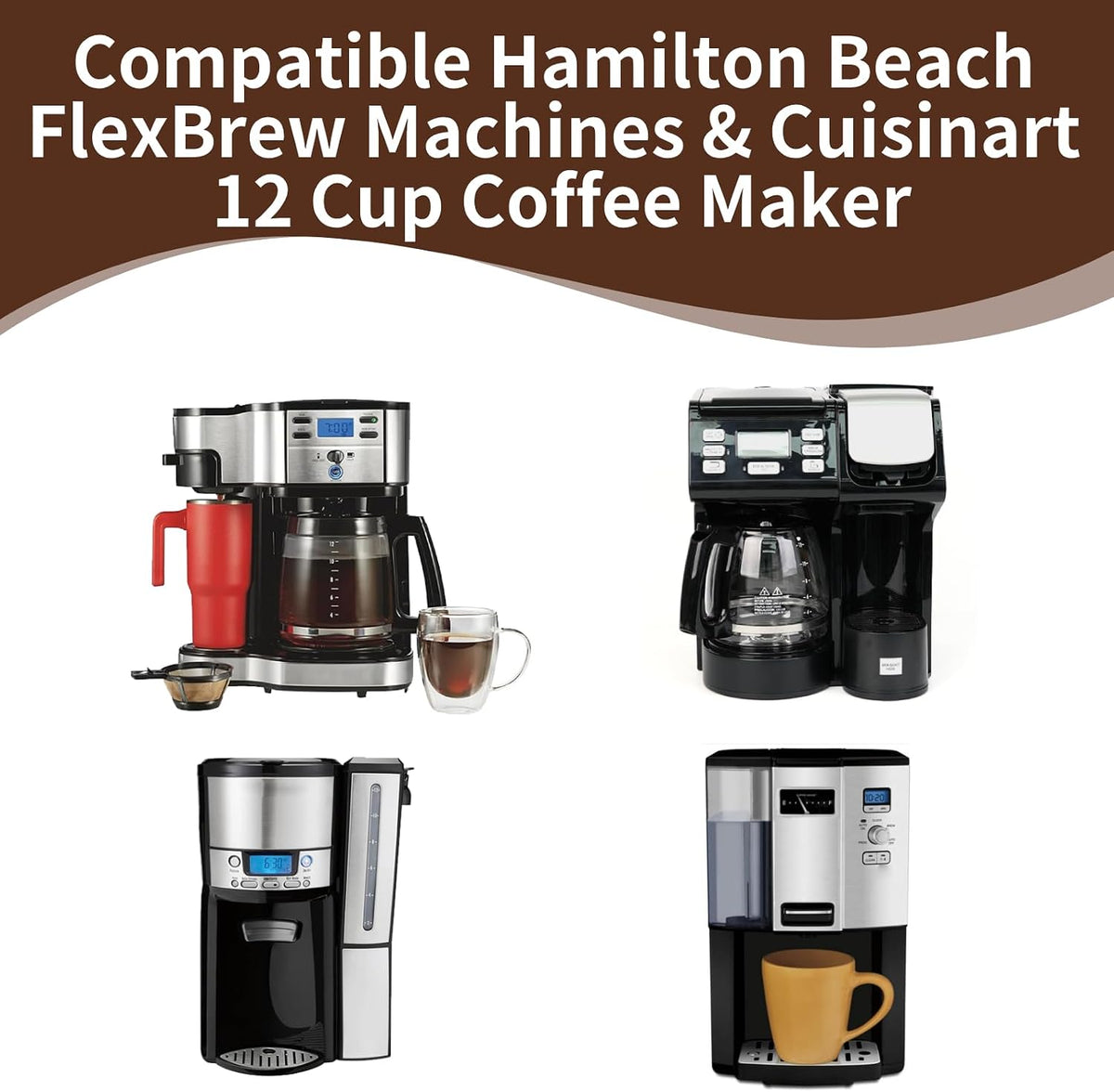 100pcs Coffee Paper Filters for Hamilton Beach 49902, Cuisinart DCC-3000P1