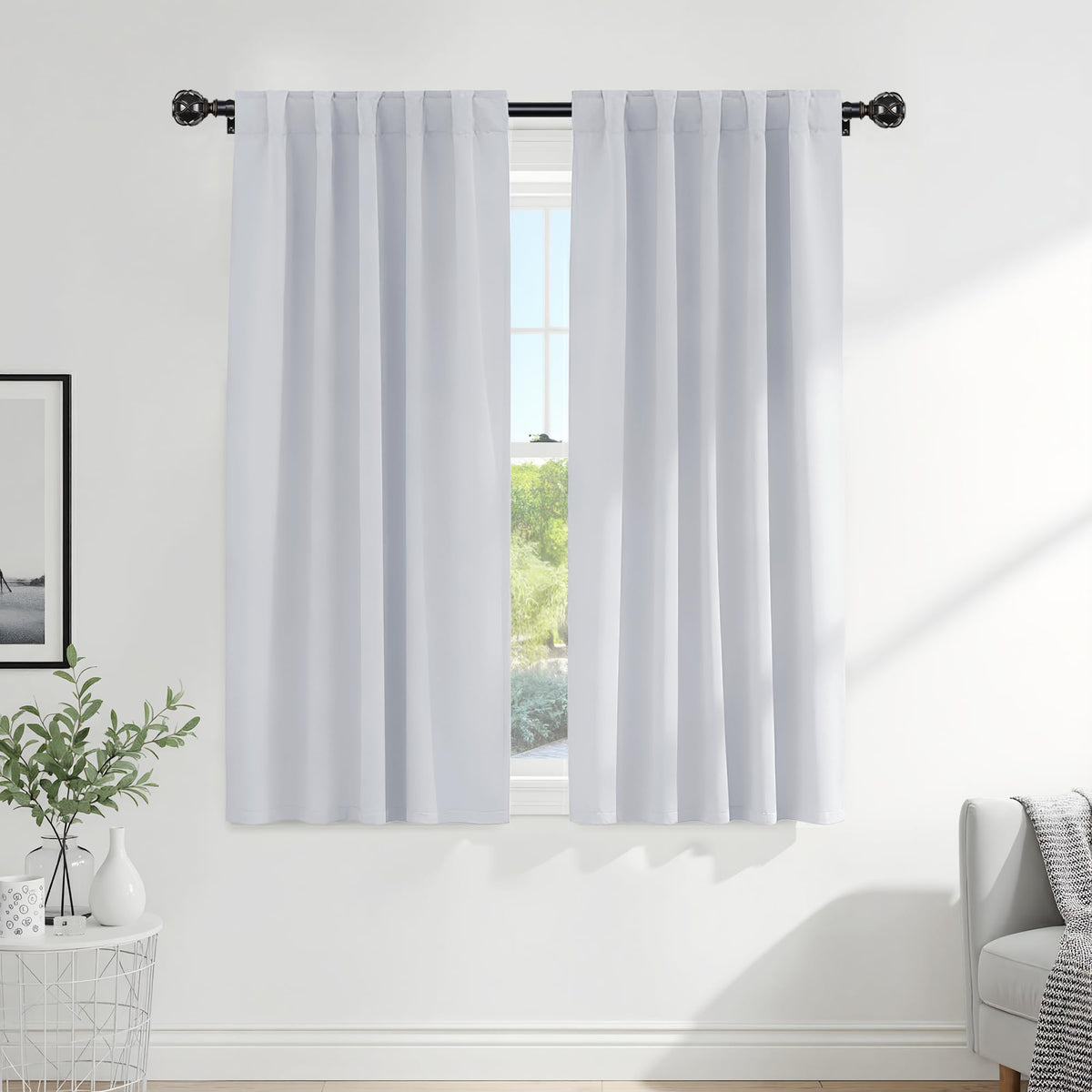 PONY DANCE Black Kitchen Blackout Curtains Over Sink, W 42 x L 45 inches