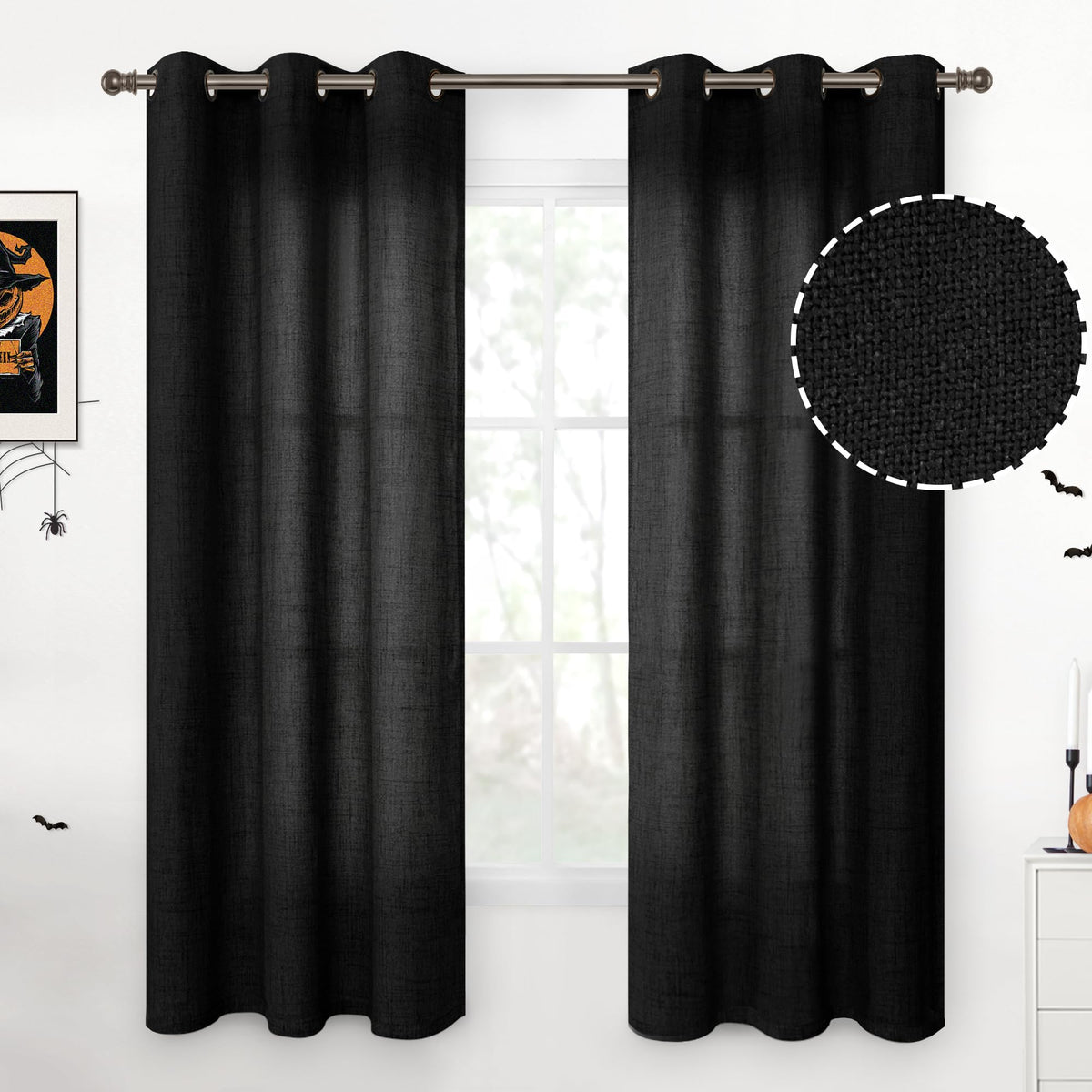 YoungsTex Linen Kitchen Window Curtains 40 Inch Length 2 Panels