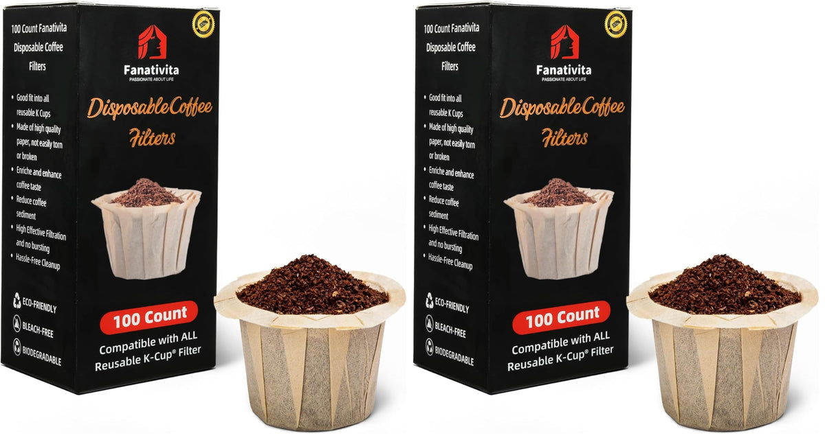 Fanativita 200ct Disposable Coffee Filters for Reusable K Cups, White
