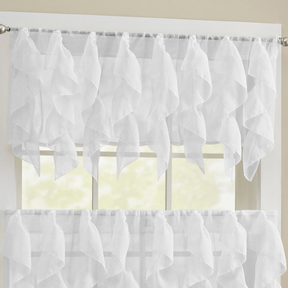 Sweet Home Collection Old World Style Floral Heavy Lace Kitchen Curtain Swag pair Hopewell Cream
