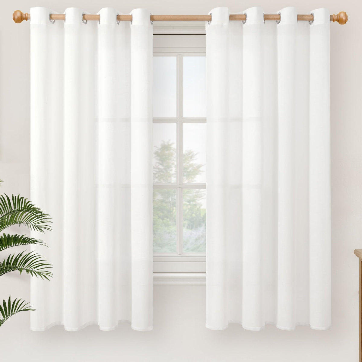 YoungsTex Linen Kitchen Window Curtains 40 Inch Length 2 Panels