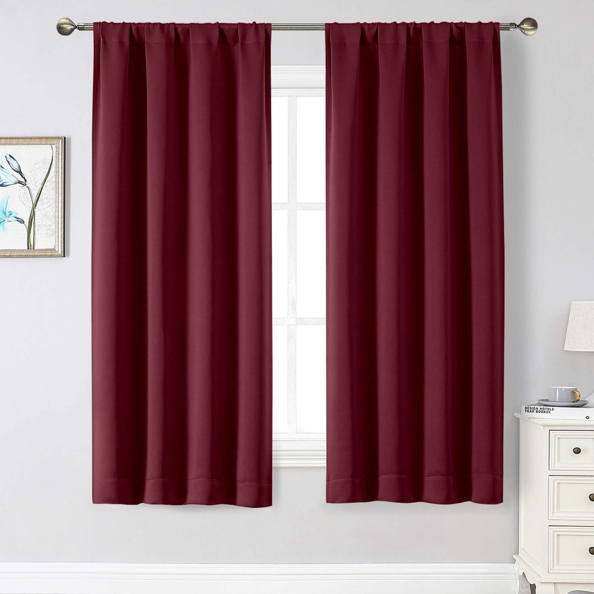 Black Cafe Blackout Curtains 36 Inch Length 2 Panels Set, Soft Solid Thermal Insulated Room Darkening Small Window Curtains for Kitchen Bathroom Basement, Black, Each, 40" Wx36 L
