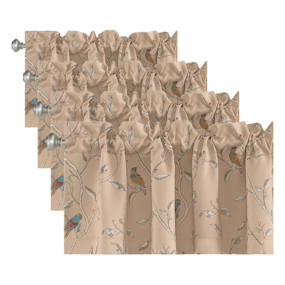 H.VERSAILTEX Blackout Curtain Valances for Kitchen Window/Living Room/Bathroom Privacy Added Rod Pocket Home Decoration Winow Valance, 52" W x 18" L, Floral in Sage and Brown