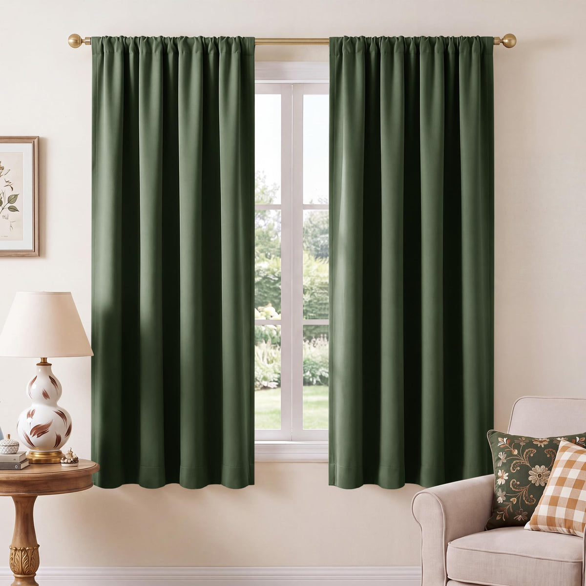 NICETOWN 100% Black Out Kitchen Curtains 36 Inch Length, W52xL36, 2 Panels