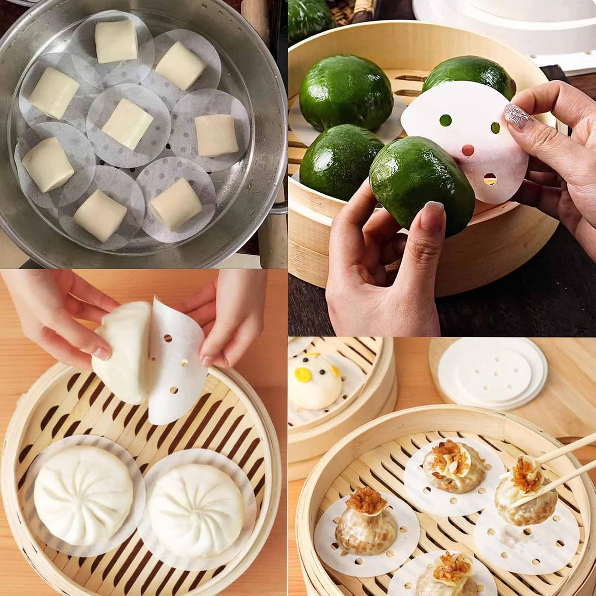 Air Fryer Liners, 4 in Perforated Parchment Bamboo Steaming Papers 500 Pcs