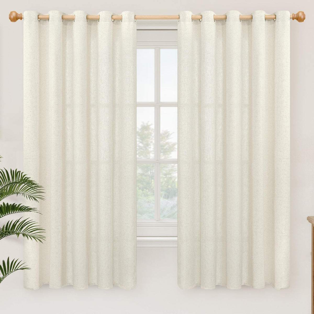 YoungsTex Linen Kitchen Window Curtains 40 Inch Length 2 Panels