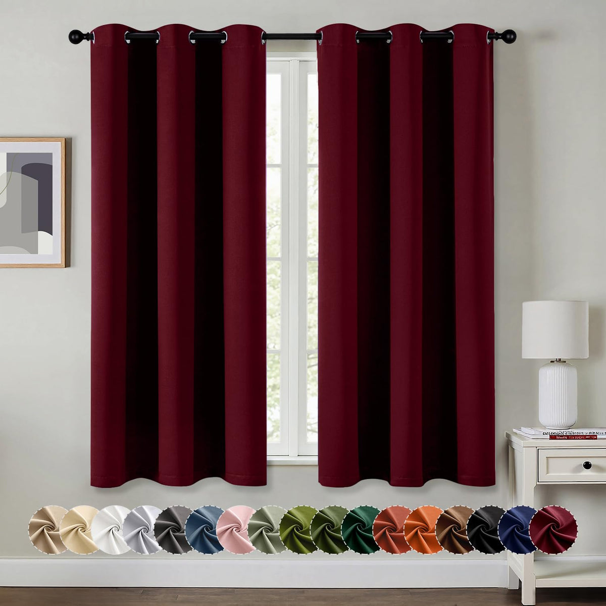 MIULEE Blackout Curtains for Bedroom 2 Panels 40 x 63 Inch Long Black