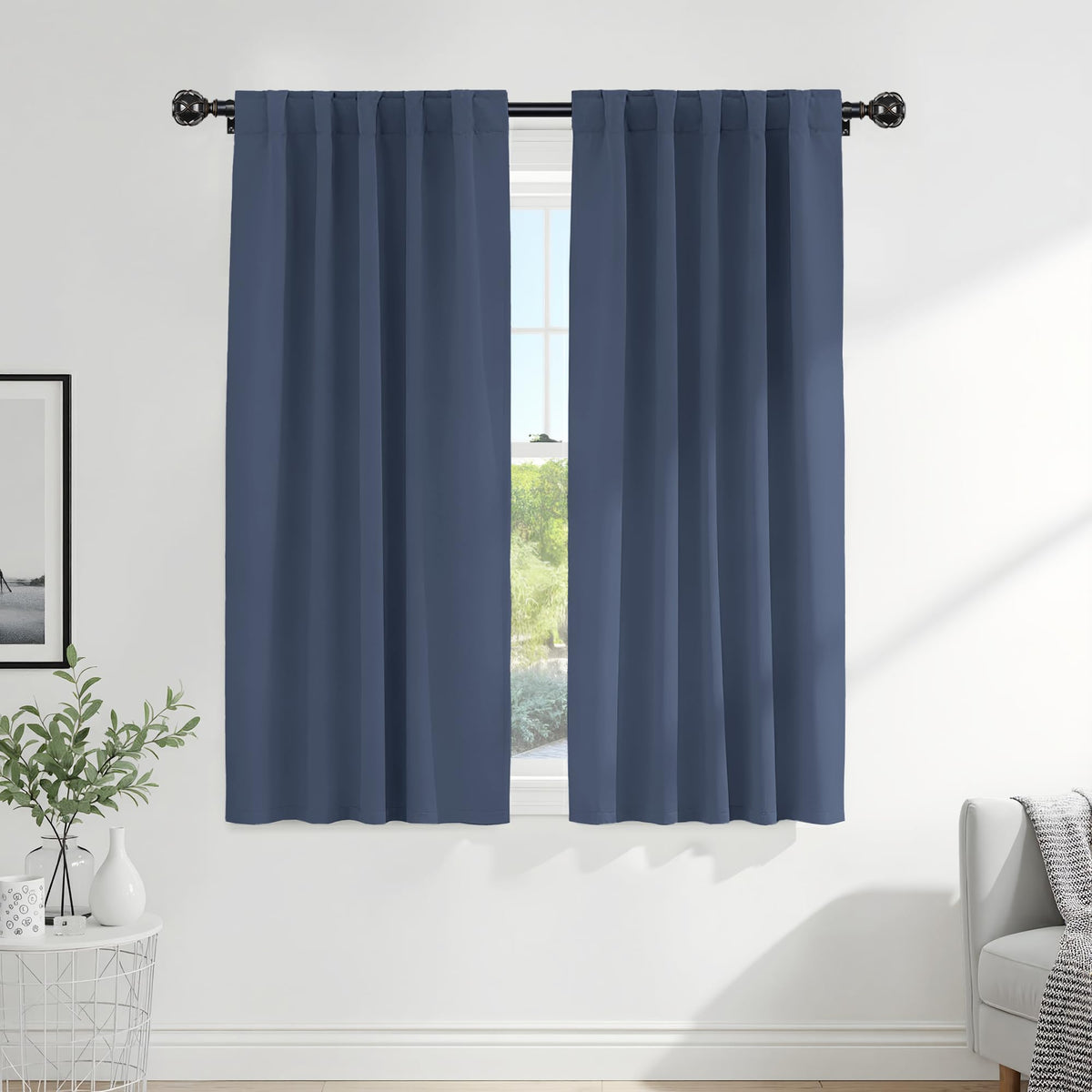 PONY DANCE Black Kitchen Blackout Curtains Over Sink, W 42 x L 45 inches