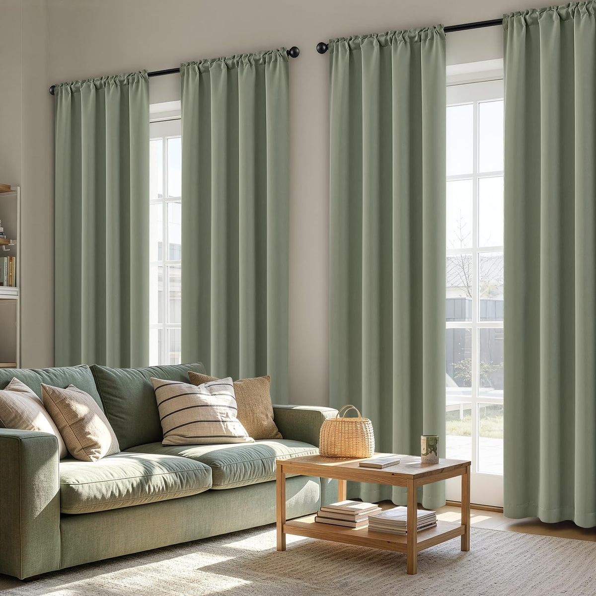 MIULEE Short 36 Inch Blackout Kitchen Window Curtain Black Set of 4 Panels