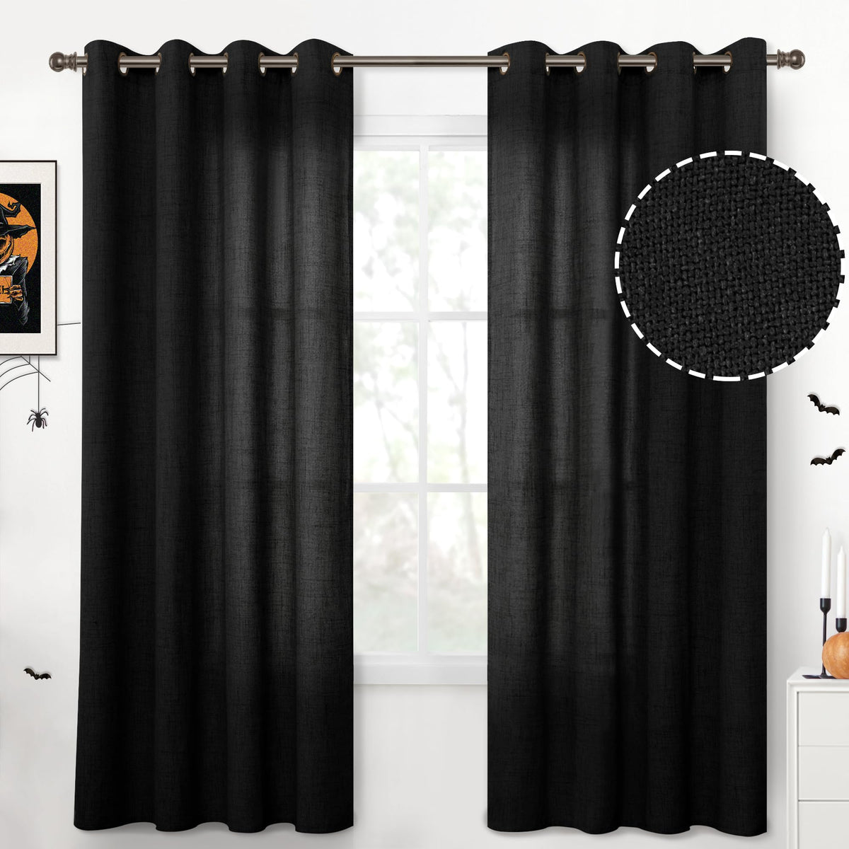 YoungsTex Linen Kitchen Window Curtains 40 Inch Length 2 Panels
