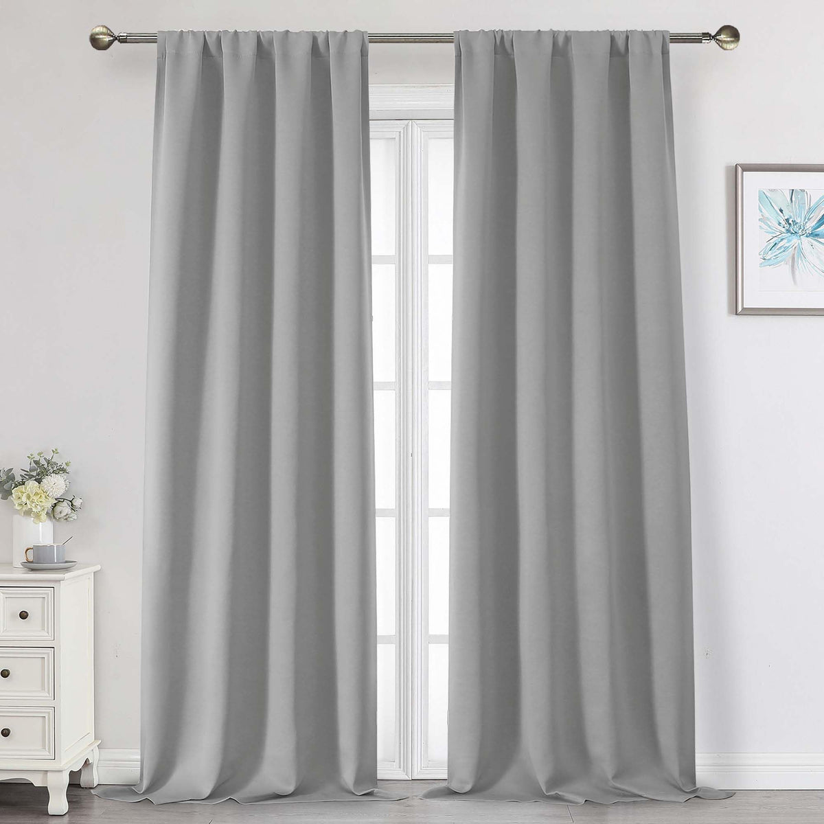 Black Cafe Blackout Curtains 36 Inch Length 2 Panels Set, Soft Solid Thermal Insulated Room Darkening Small Window Curtains for Kitchen Bathroom Basement, Black, Each, 40" Wx36 L