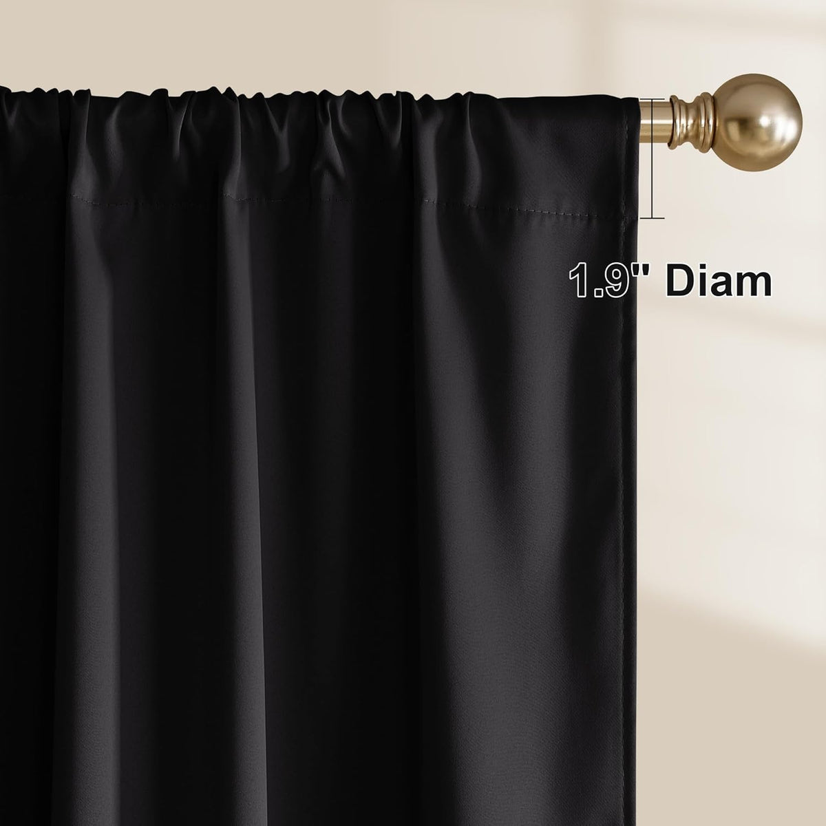 NICETOWN 100% Black Out Kitchen Curtains 36 Inch Length, W52xL36, 2 Panels