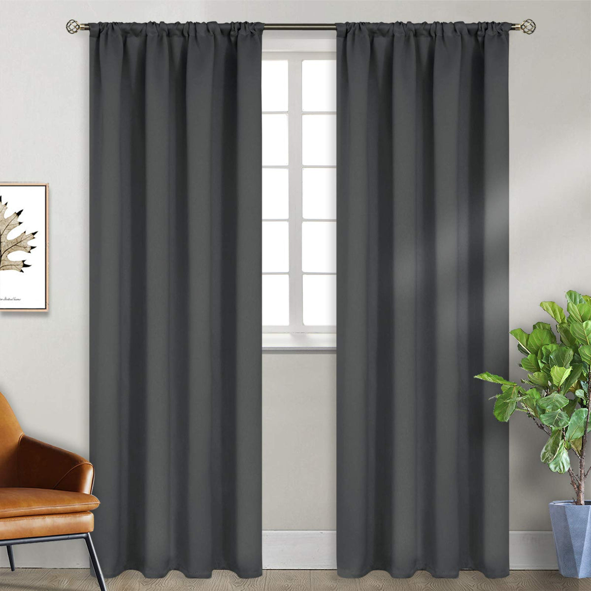 BGment Black Blackout Curtains 40 Inches Long for Kitchen Window 2 Panels