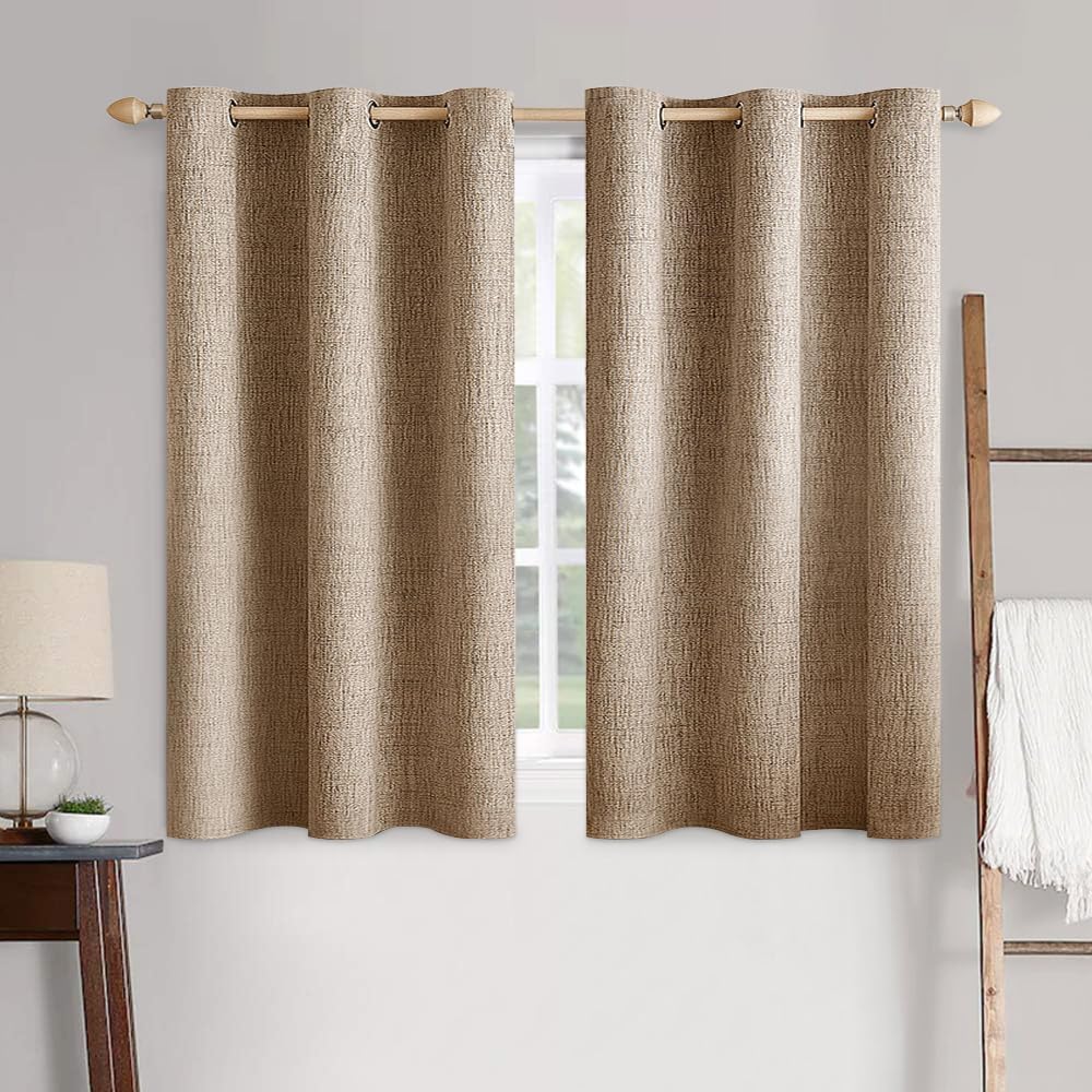 MIULEE 100% Blackout Linen Curtains for Bedroom 52x54 Inches Natural Beige