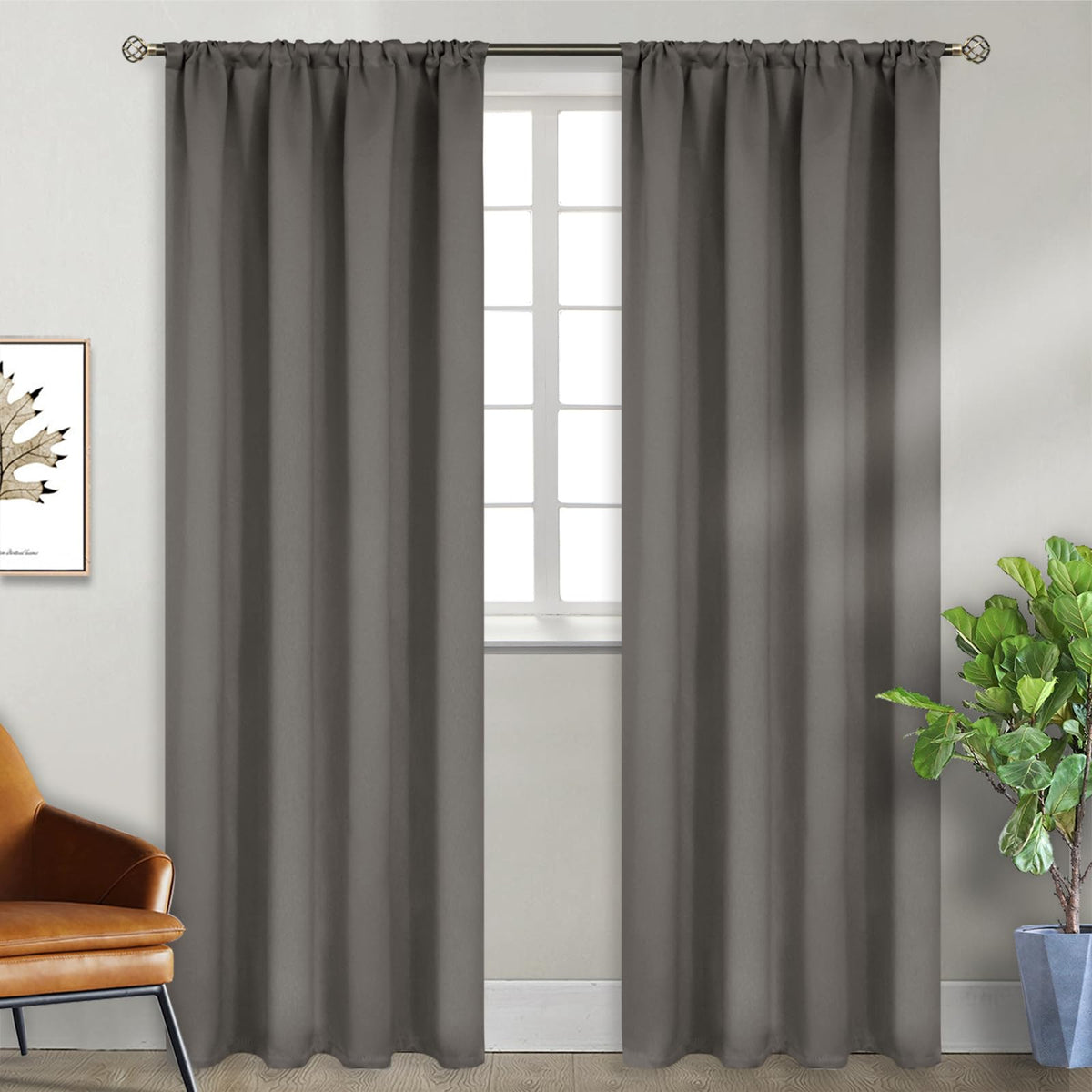 BGment Black Blackout Curtains 40 Inches Long for Kitchen Window 2 Panels