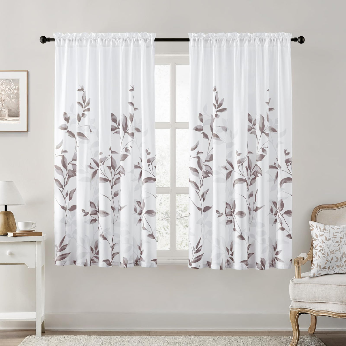 HOMEIDEAS Kitchen Curtains, Short Non-See-Through Privacy Curtains 30"X36"