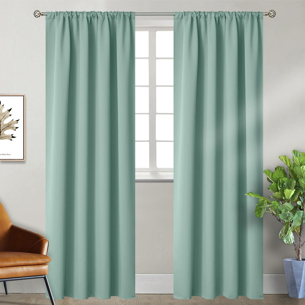 BGment Black Blackout Curtains 40 Inches Long for Kitchen Window 2 Panels