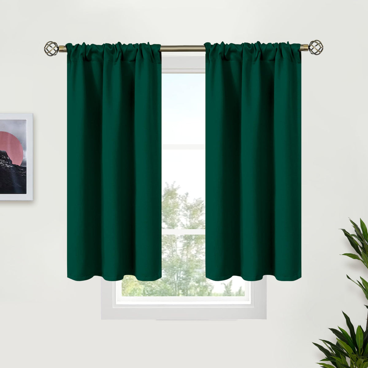 BGment Black Blackout Curtains 40 Inches Long for Kitchen Window 2 Panels
