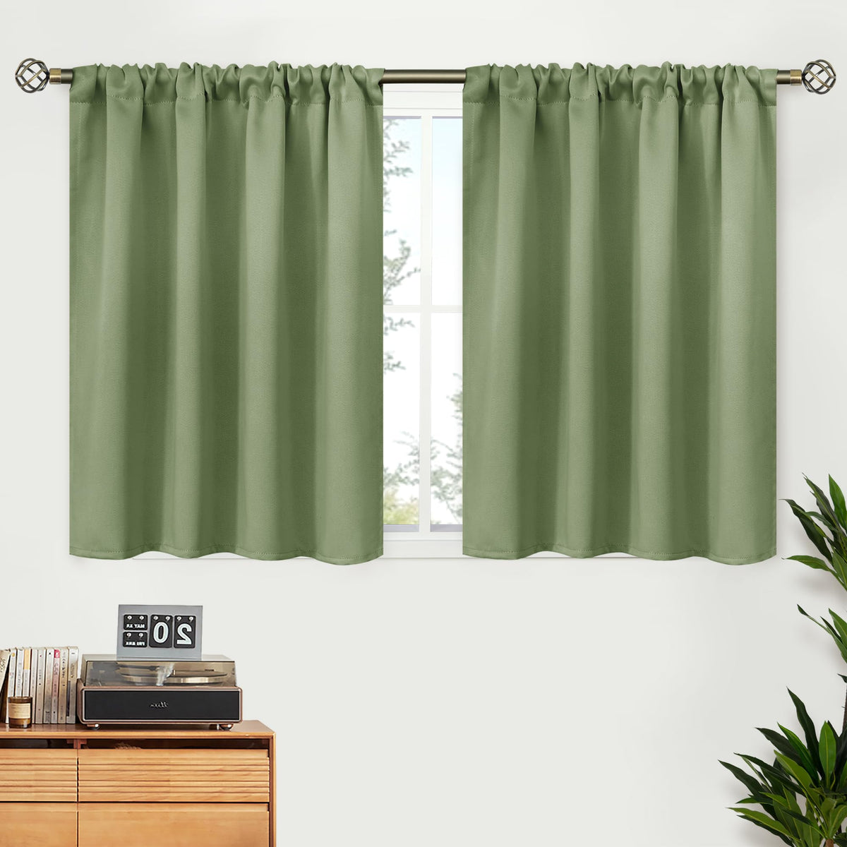 BGment Black Blackout Curtains 40 Inches Long for Kitchen Window 2 Panels