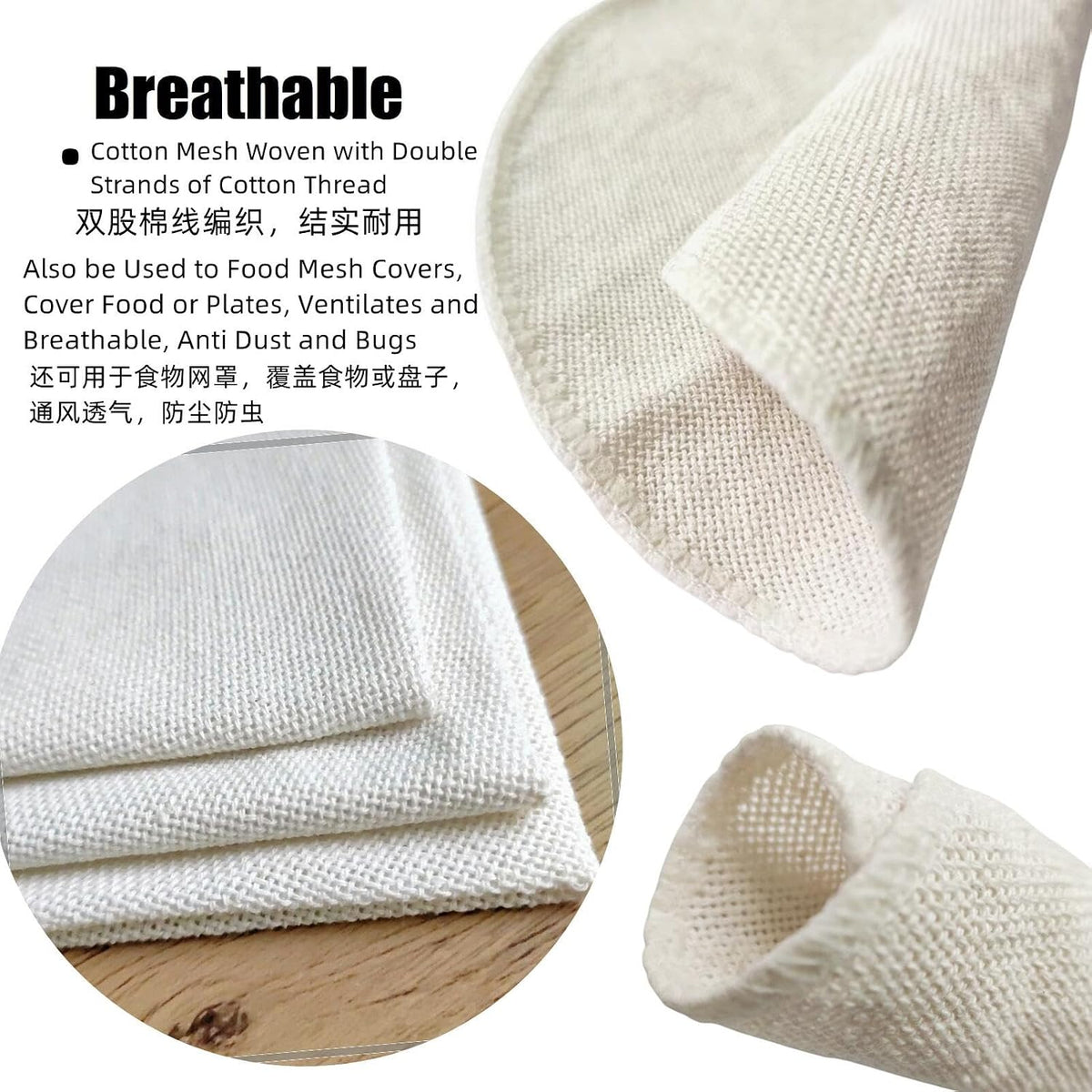 Reusable Bamboo Steamer Basket Liner for Cooking (Sets of 3 Sizes) - Non Stick Dumpling Steam Cloth Thicked Gauze Mats - 15"/12"/10" Kits