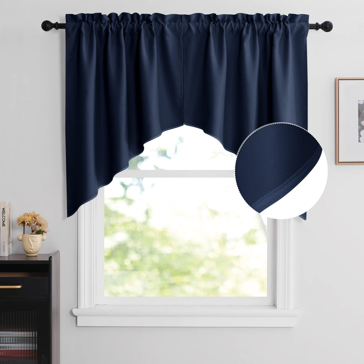 NICETOWN Burgundy Swag Curtains for Kitchen Over Sink 36 x 63 inches Long