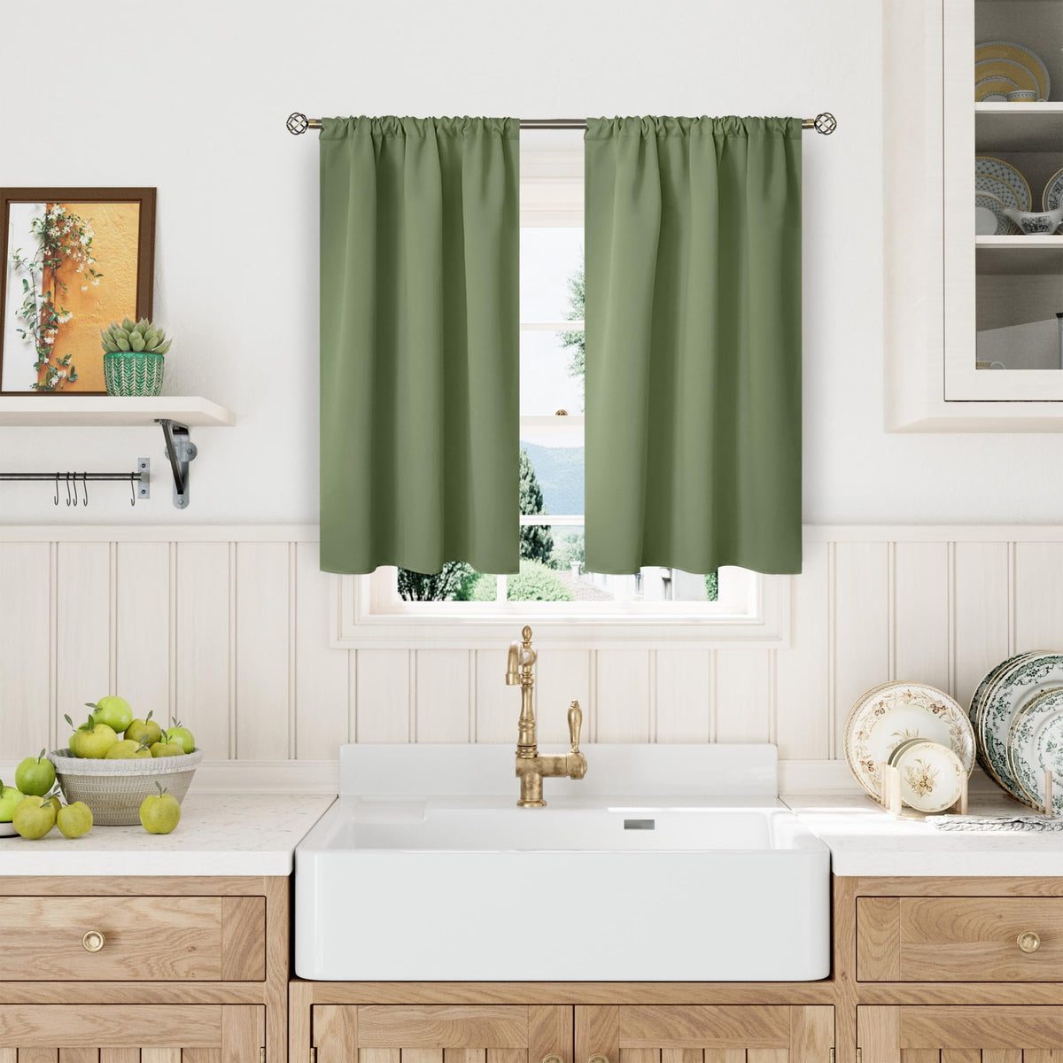 BGment Black Blackout Curtains 40 Inches Long for Kitchen Window 2 Panels