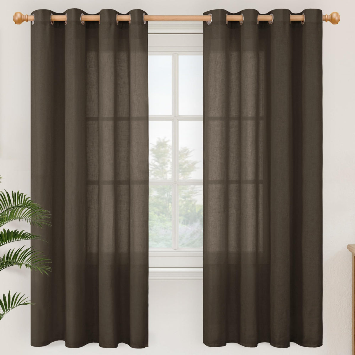 YoungsTex Linen Kitchen Window Curtains 40 Inch Length 2 Panels