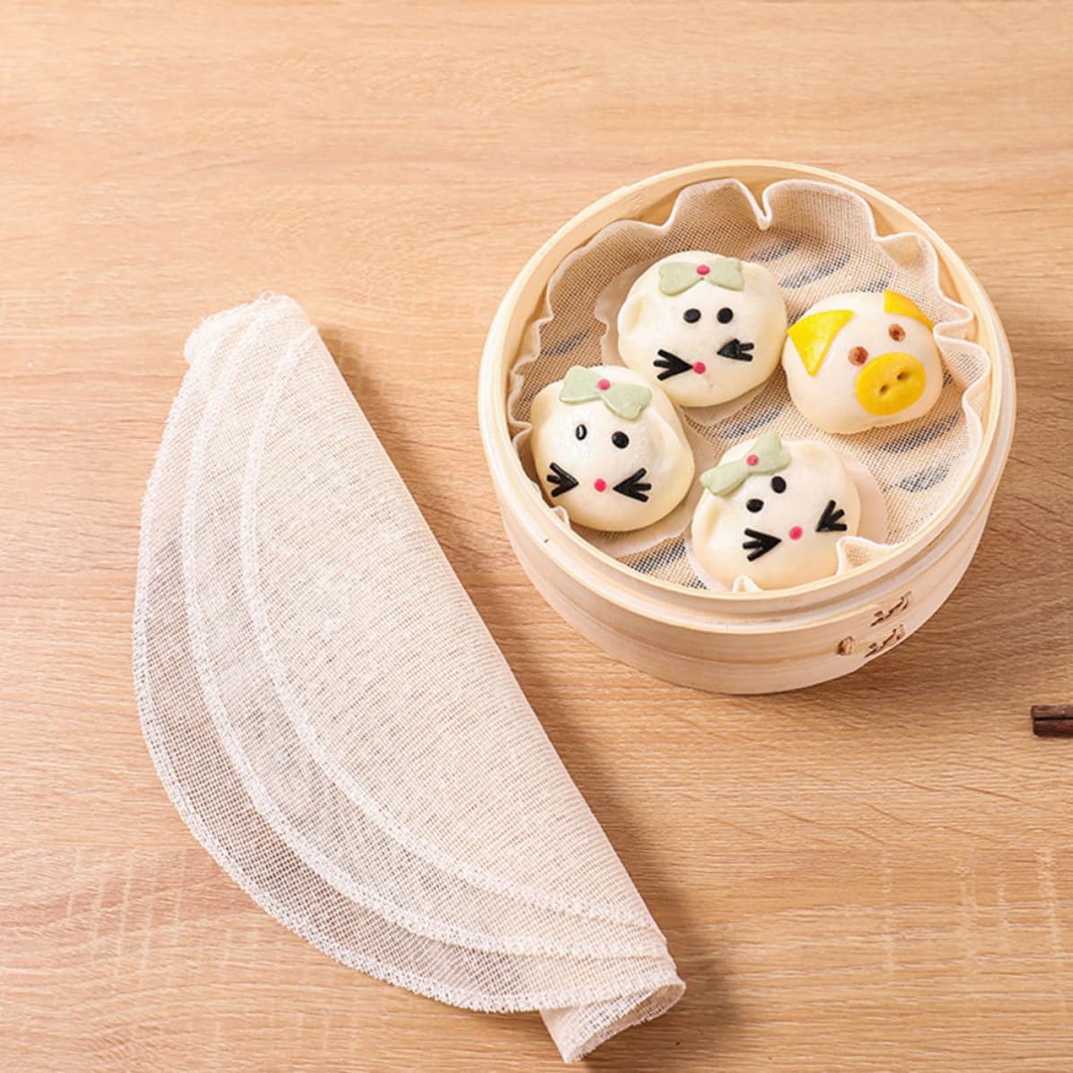 20pcs Cotton Steamer Liners Nonstick Foldable Pad for Dumplings