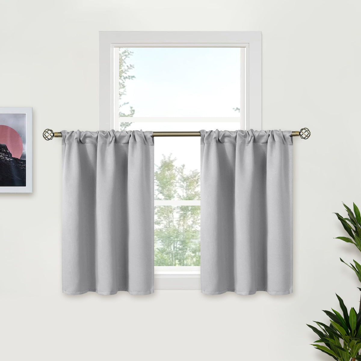 BGment Black Blackout Curtains 40 Inches Long for Kitchen Window 2 Panels