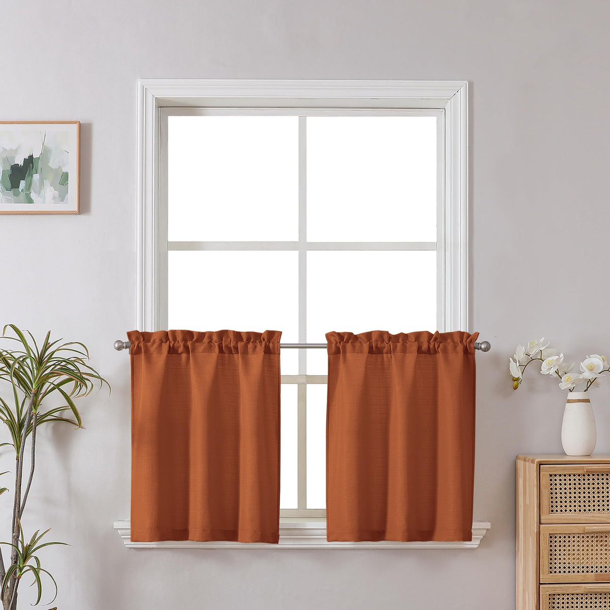 Chyhomenyc 2 Panels White Kitchen Curtains 36 Inch Length Tier Curtain