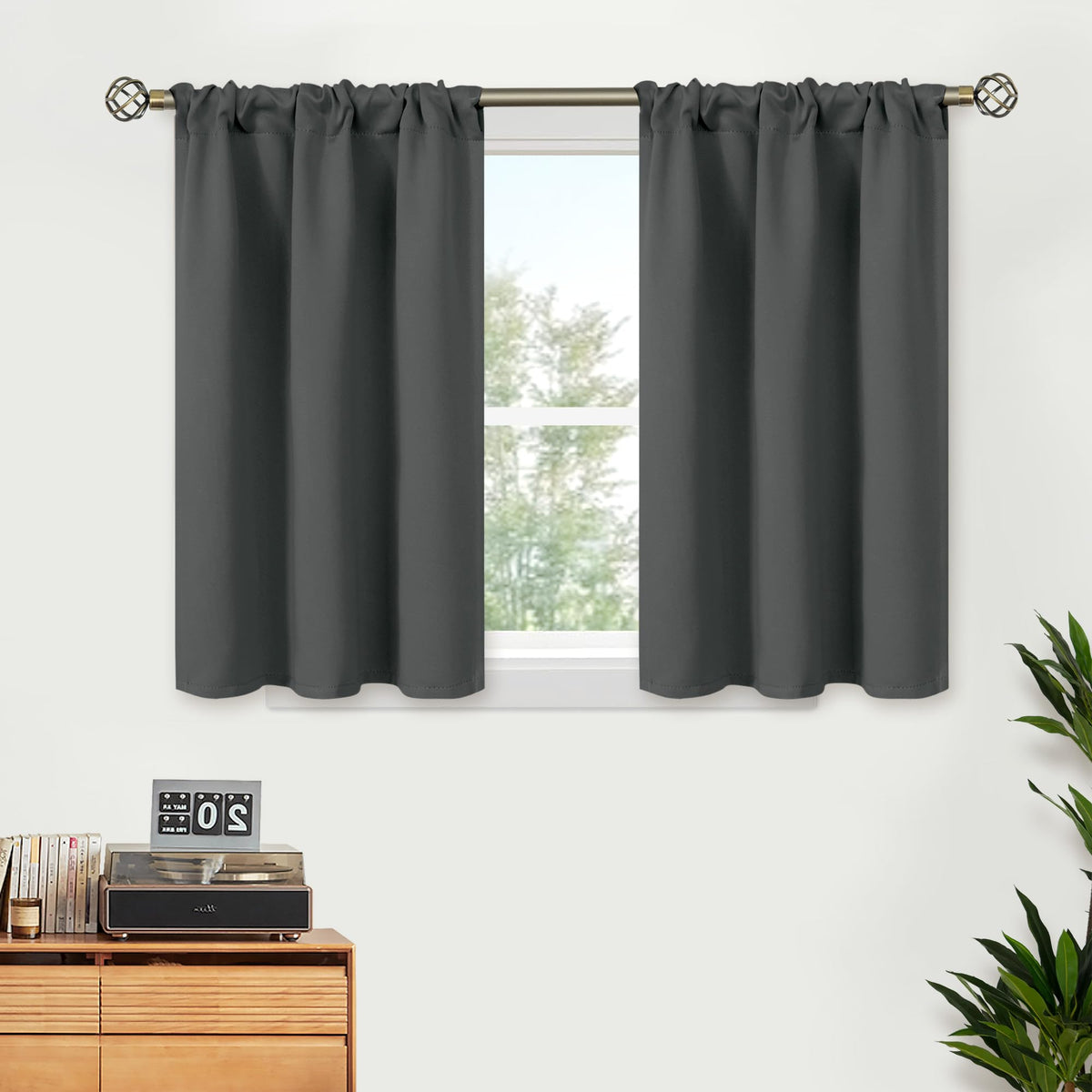 BGment Black Blackout Curtains 40 Inches Long for Kitchen Window 2 Panels