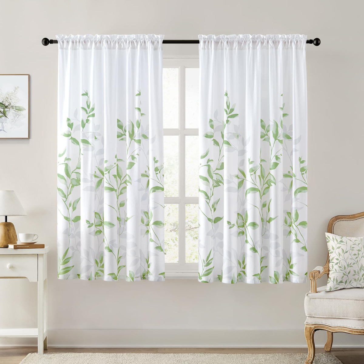 HOMEIDEAS Kitchen Curtains, Short Non-See-Through Privacy Curtains 30"X36"