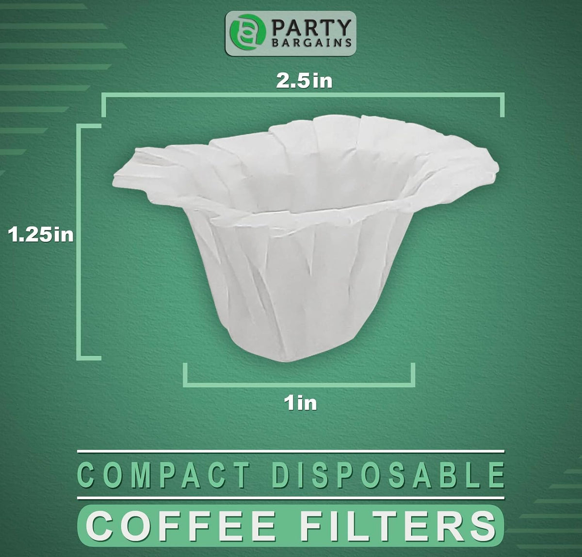 Party Bargains 300 Disposable Paper Coffee Filters – White Compact Design for Keurig Brewers and Compatible with K-Cup Pods 1.0 & 2.0 Models, single use coffee filters