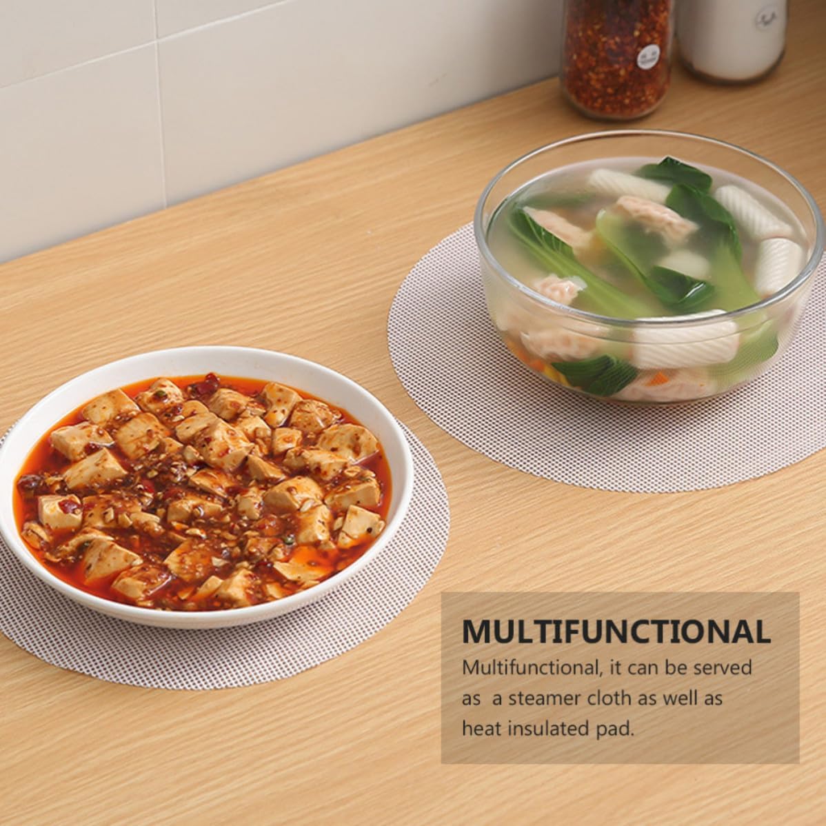 5pcs round Silicone Steamer Mats Reusable Liner for Dumplings