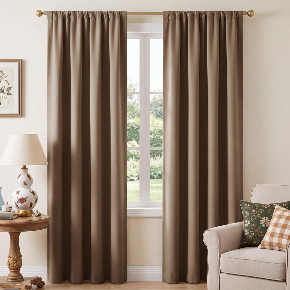 NICETOWN 100% Black Out Kitchen Curtains 36 Inch Length, W52xL36, 2 Panels
