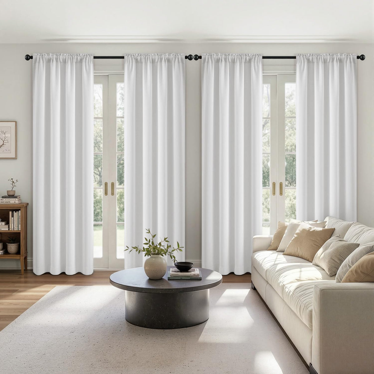 MIULEE Short 36 Inch Blackout Kitchen Window Curtain Black Set of 4 Panels